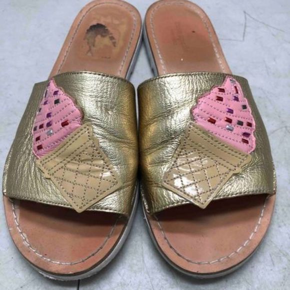 KATE SPADE Gold Ice Cream Slide Sandals 8.5 - Picture 4 of 10